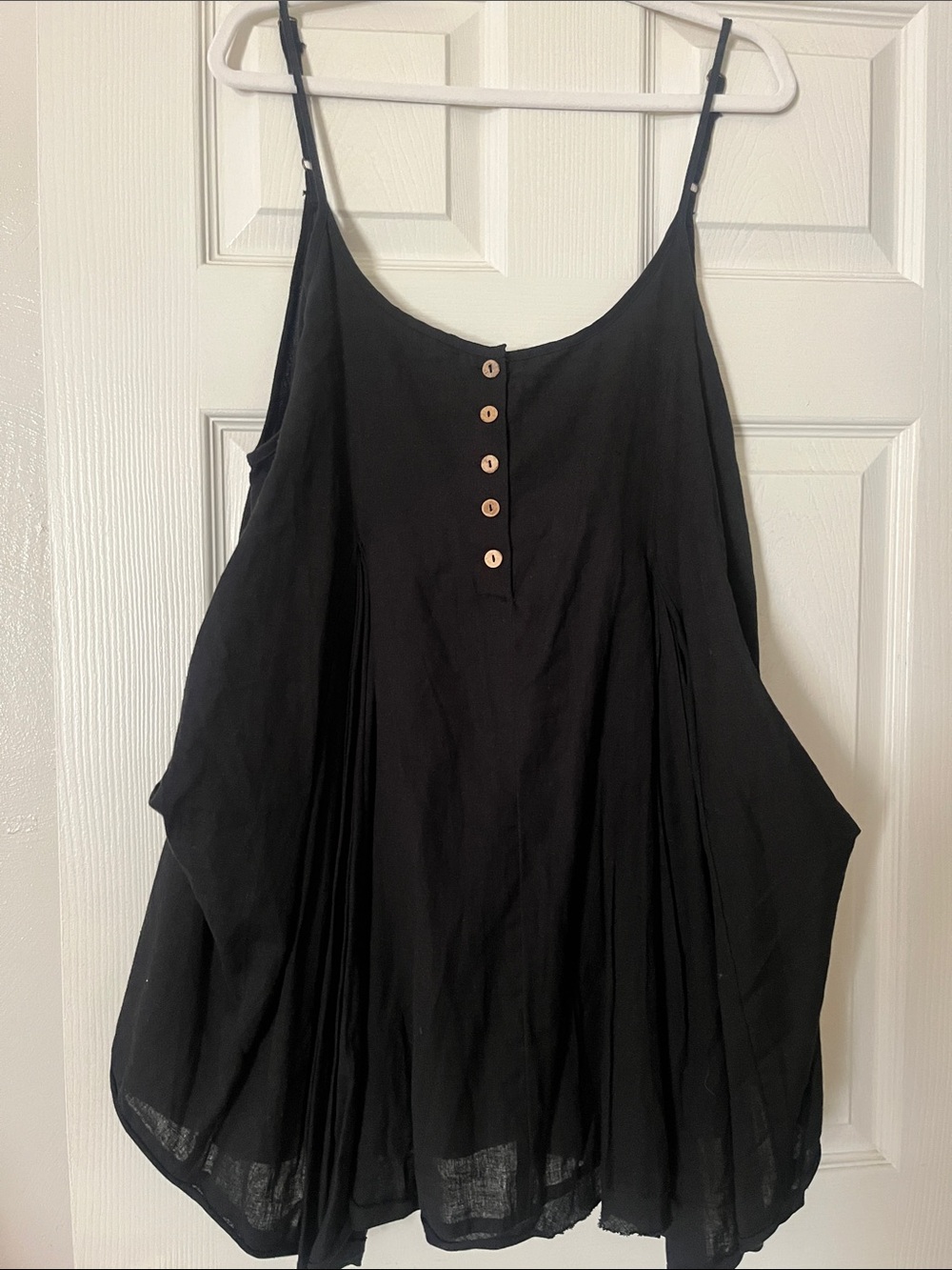 Free People Black Button-Front Flowy Mini Dress